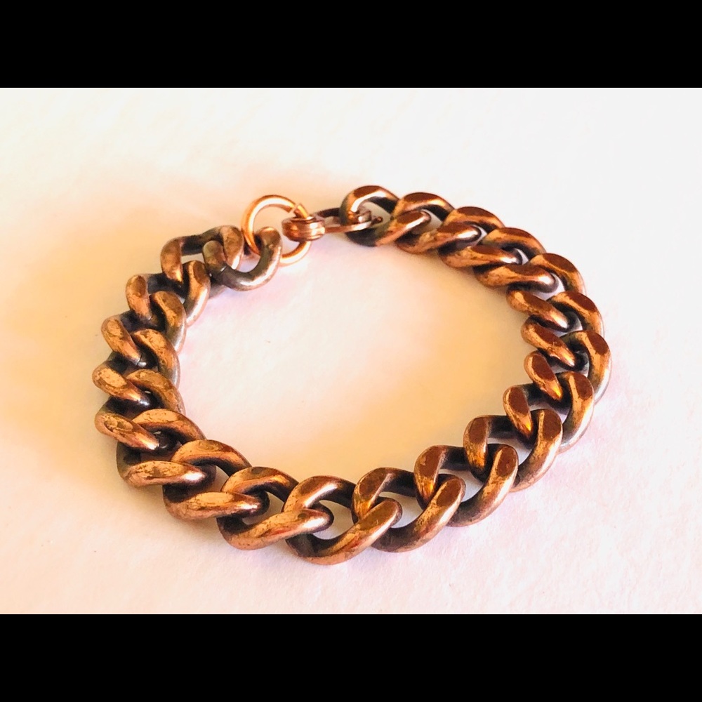 Vintage Shabby Copper Chunky Curb Chain Bracelet - Picture 6 of 7